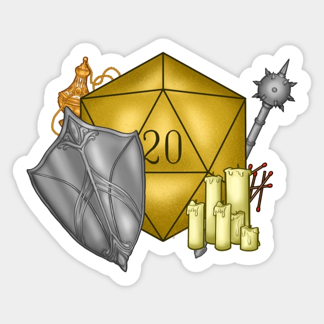 Cleric dice Sticker by JadedWolvesArt